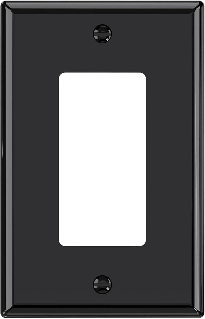 AIDA Decorative Wall Plate, 1-Gang Mid-Size, Unbreakable Polycarbonate Faceplates. Designed for decorator devices, UL Listed,Screws Included(1 Pack, Glossy Black)