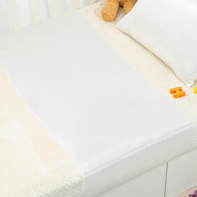 PROMEED 100% Mulberry Silk Crib Sleeve for Baby Hair Loss Prevention, Premium 23 Momme Natural Silk Bassinet Slip for Bassinets/Cradles/Cots/Cribs (White)
