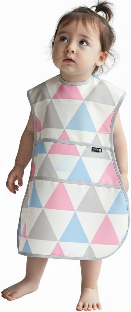 Plie Full Coverage Waterproof Feeding Bib for Toddlers – Extra Long Apron Bib for Mealtime, Self-Feeding, High Chairn