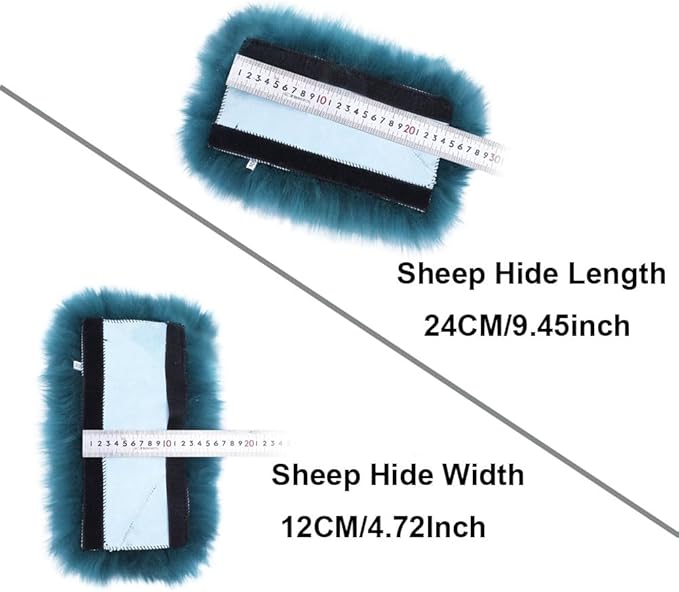 OGLAND Long Wool Fluffy Sheepskin Seat Belt Covers, Fuzzy Seatbelt Pads for Adults Kids Women Universal Car 2 Pack (Black)