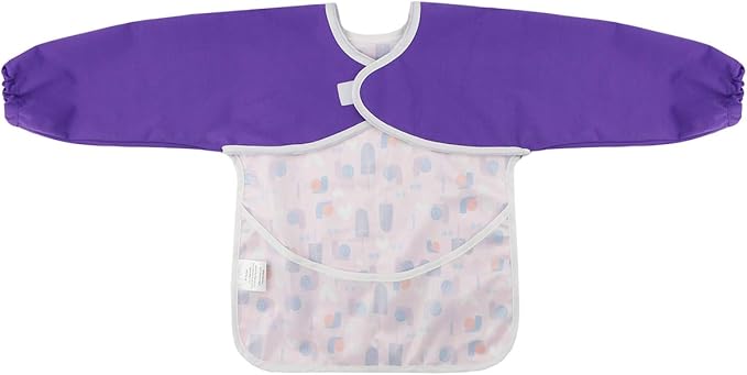 Hi Sprout Infant Toddler Baby Waterproof Sleeved Bib, Bib with Sleeves&Pocket, 6-24 Months