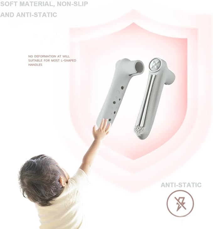 Door Levers Handle Cover, 2 PCS Anti-Collision Anti Static Electricity Door Handle Silicone Protective Cover for Children protectoin (Grey)