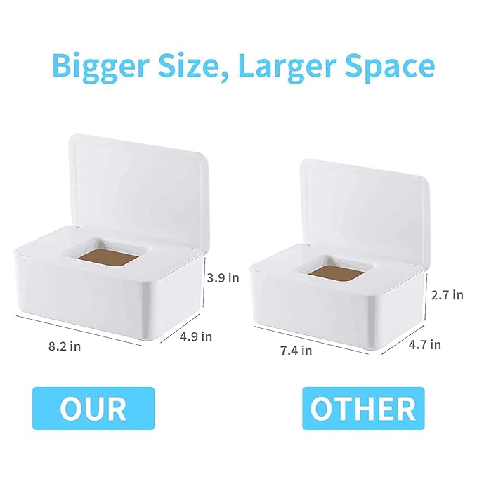 Moorfowl Butt Wipes Dispenser for Bathroom, Upgrade Size(8.2L x 4.9W x 3.9H inches), Large Capacity Flushable Wipes Holder Container for Restroom