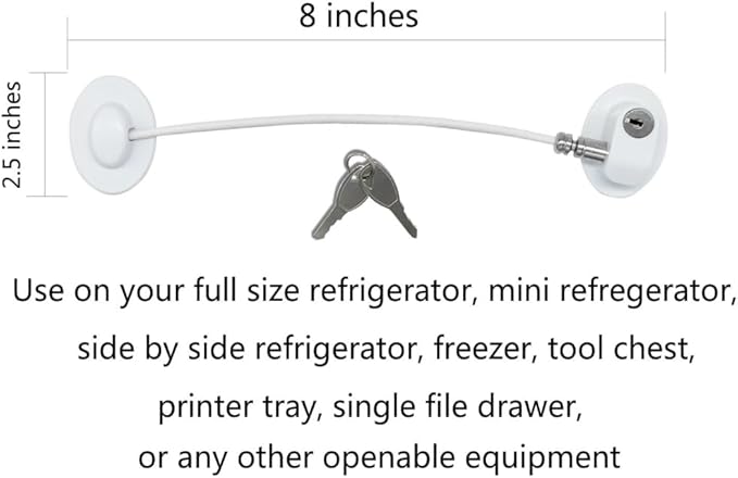 FIGEPO Refrigerator Lock with Magnetic, Dorm Freezer Door and Child Safety Cabinet Lock, Strong Adhesive, Convenient to Unlock (1, White-1)