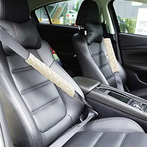 Tatuo 4 Pack Seat Belt Cover Extra Long Seat Belt Pads for Car Soft Comfort Shoulder Strap Covers Harness Pads Helps Protect Your Neck and Shoulder(10.6 Inch,Beige)