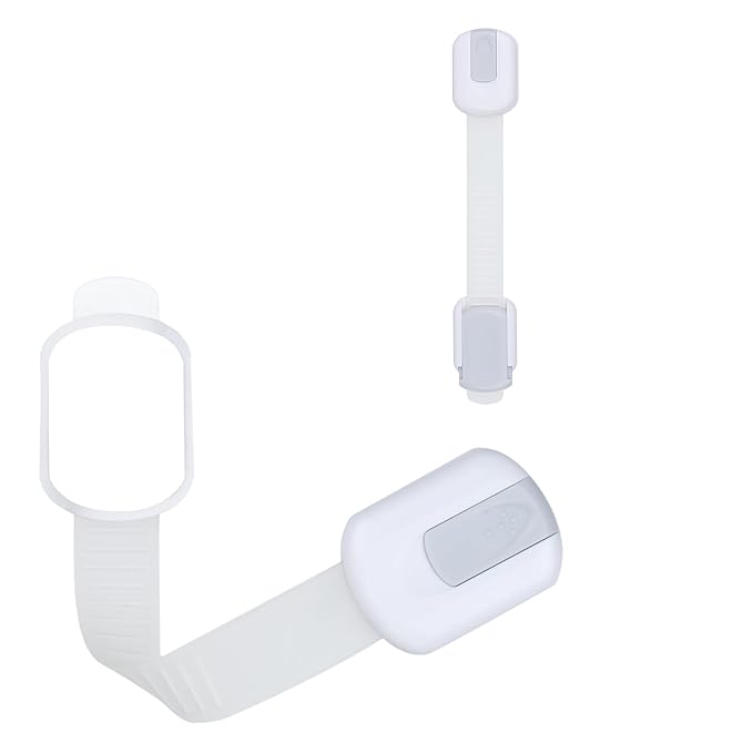 CUTESAFETY - Child Safety Cabinet Locks (2 Pack) – Adjustable Baby Proofing Strap Latches with Strong 3M Adhesive – No Drill Childproof Locks for Drawers, Cabinets, Fridge, Door, Closet, Grey