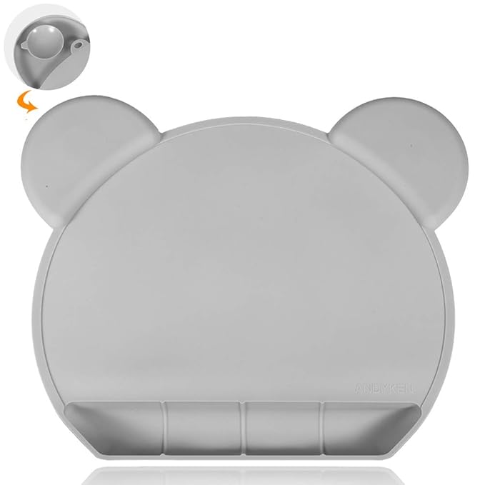 Food Catching Baby Placemat with Suction - Non-Slip Placemats for Kids with Strong Suction Silicone Placemats Suction Babies Toddlers Tiny Diner Placemat Roll Up Non Slip Washable Baby Restaurant Mat