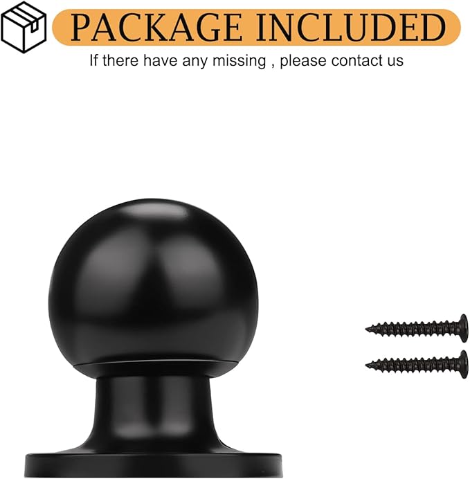 Probrico Flat Black Round Single Dummy Knobs, Non-Turning Half Dummy for French Door Closet Hallway, 10 Pack