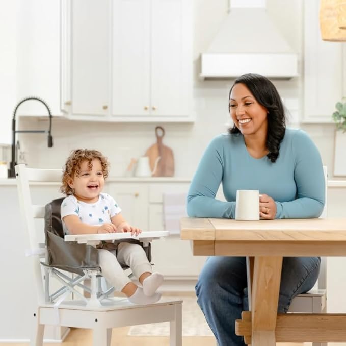 Regalo My Chair 2-in-1 Baby High Chair & Portable Travel Booster Seat, High Chair for Babies & Toddlers, Booster Seat for Kitchen Chair, Oversized Tray with Cup Holder, Gray