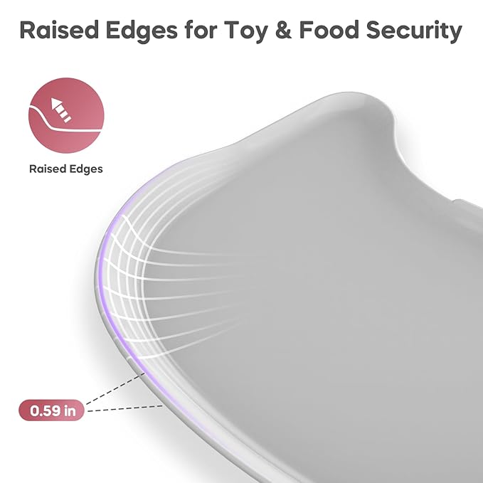 Seat Tray Accessory Compatible with Bumbo Floor Seat, Tray Surface for Feeding and Play, Easy to Clean and Install, for Baby Boys and Girls 3 to 12 Months, Grey