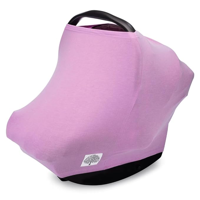 Parker Baby Co. 4 in 1 Car Seat Cover for Girls and Boys - Stretchy Carseat Canopy, Nursing Cover, Grocery Cart Cover, High Chair Cover - Lily