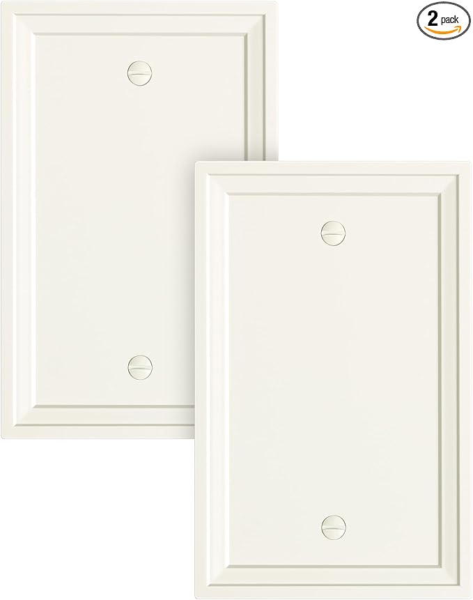 2-Pack Blank Outlet Cover Wall Plate, Natural Material Switch Plates Outlet Covers, Light Almond Decorative Wall Plates for Electrical Outlets