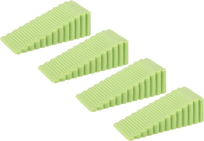 uxcell 4 Pcs Door Stoppers for Bottom of Door, 28mm/1.10 Inch Door Stops, Rubber Door Stopper Wedge Anti Slip, Window Stopper Door Stackable, Green