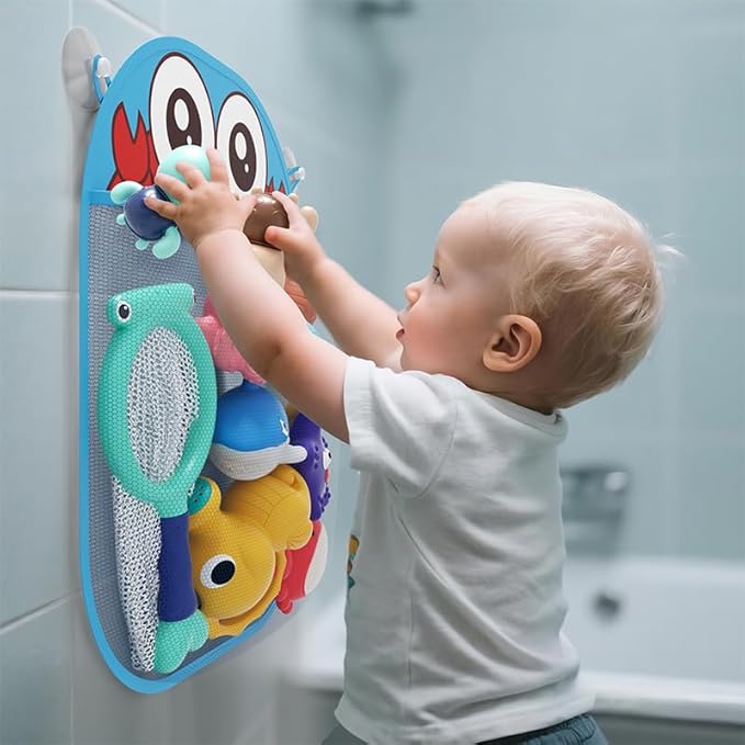 XAWACAH Bath Toy for Toddlers 18 Months, No-Hole Bathtub Toys with Baby Bath Animals, Wind-Up Turtles, Fishing Net & Storage Bag, Floating Toys for Toddlers 1-3 Year Old Boys Girls (11 Pack)