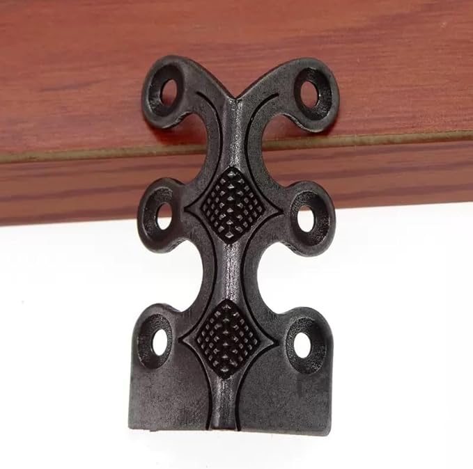 Skirting Board Corner Protectors Solid Brass Baseboard Corner Protectors, Vintage Metal Corner Protector Table Corner Perimeter Cover Safety Bracket with Screws (Black*10Pcs)