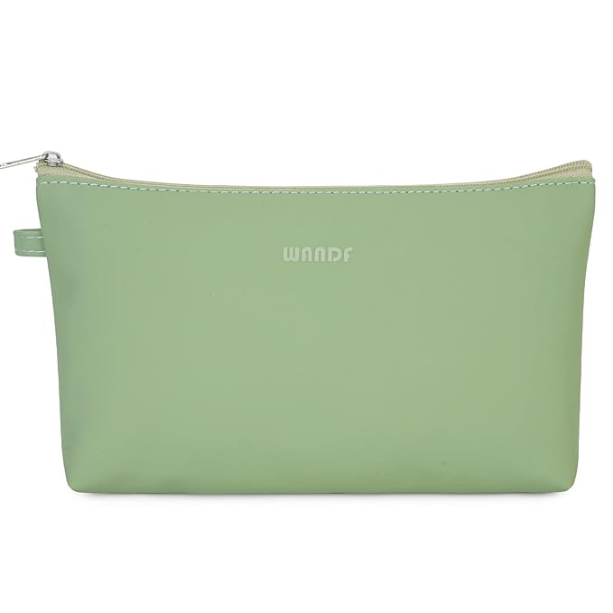WANDF Cosmetic Bag for Women Makeup bag Organizer Mini Makeup Pouch for Purse Water Resistant Girls Gift(Pure Green)