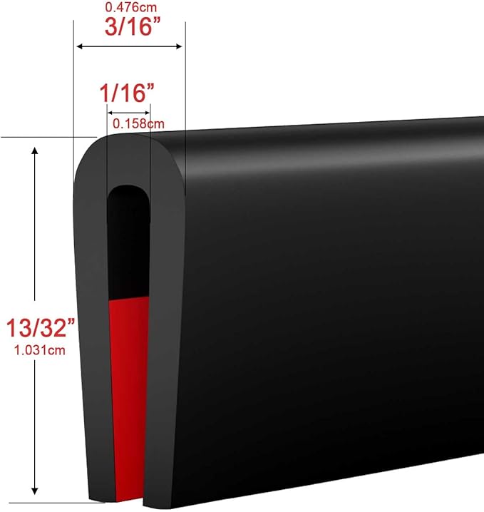 Silicone Edge Trim Self-Adhesive U Channel Silicone Edge Trim Edge Protector for Sheet Metal (Black, Fit 1/16" - L 20')