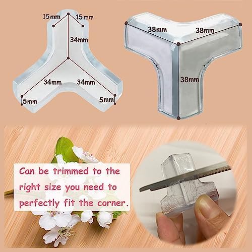 saicheek 4Pcs Small(Length: 1.4inch) Silicone Corner Protector Baby Proofing,Table Corner Protectors for Baby,Strong Adhesive T Shaped Baby Head Protector Table Corner Protectors for Furniture (4)