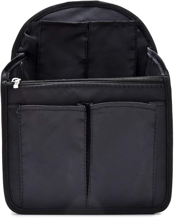 HOYOFO Mini Backpack Organizer Insert, Black, 7.7"L x 4.3"W x 10.6"H, Waterproof Nylon, Fits Small Backpacks