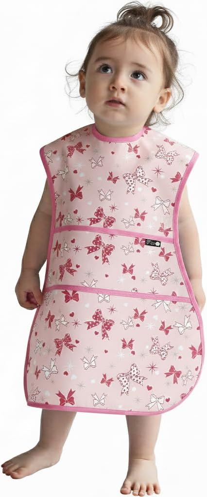 Plie Full Coverage Waterproof Feeding Bib for Toddlers – Extra Long Apron Bib for Mealtime, Self-Feeding, High Chairn