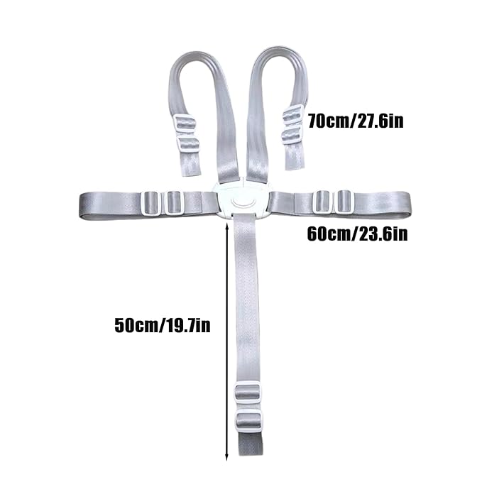 PandaEar High Chair Straps, Adjustable Baby Highchair 5 Point Harness Replacement, Universal Secure Toddler Booster Seat Belt for Infant Eating Chair Accessories (Grey)