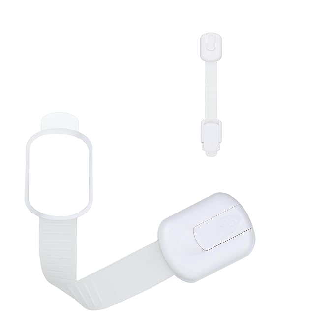 CUTESAFETY - Child Safety Cabinet Locks (2 Pack) – Adjustable Baby Proofing Strap Latches with Strong 3M Adhesive – No Drill Childproof Locks for Drawers, Cabinets, Fridge, Door, Closet, White