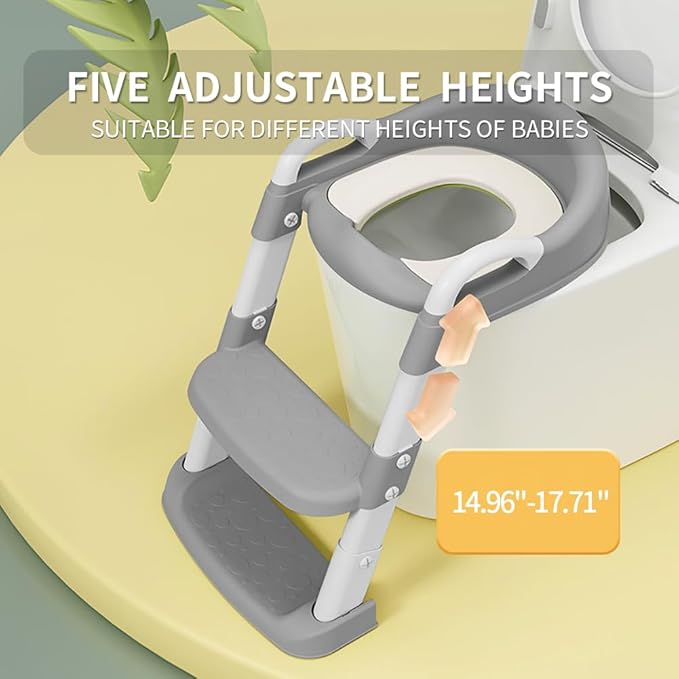 Potty Training Toilet Seat For Boys Girls, Toddler Toilet Seat With Step Stool Ladder, Foldable Toddler Potty Seat For Toilet With Non-Slip Design, Adjustable Height