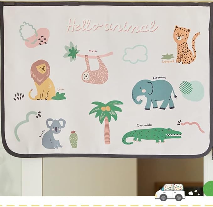 BEBEDECO Magnetic Car Sun Shade Curtain for Side Window – Sun Blocker and UV Protector for Baby, Kids, and Pets – Universal Fit with Built-in Magnets for Steel-Framed Door (Animal Friends)