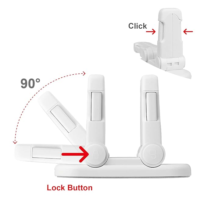Child Proof Door Lever Lock, Door Handle Lock, Durable ABS with Adhesive Backing, Simple Install, No Tools Needed (U, Pack, 4)