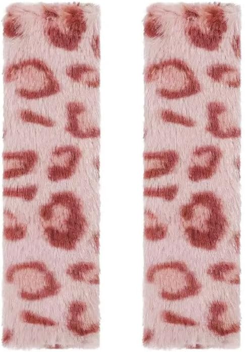 2 Pack Seat Belt Cover Pad, Cute Plush Leopard Print Seatbelt Covers Seatbelt Shoulder for More Comfortable Driving, Plush Fluffy Soft Seat Belt Cover, Car Interior Accessories, Pink