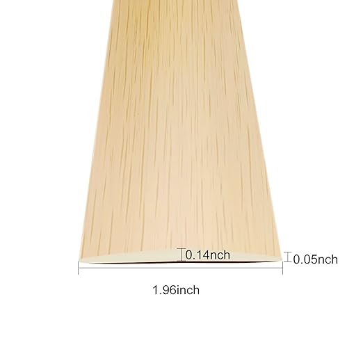 Floor Transition Strip Self Adhesive, Flat Laminate Floor Cover Strip 2" Wide Vinyl Floor Flat Divider Strip, Wood Grain Design (10Ft, Beige)