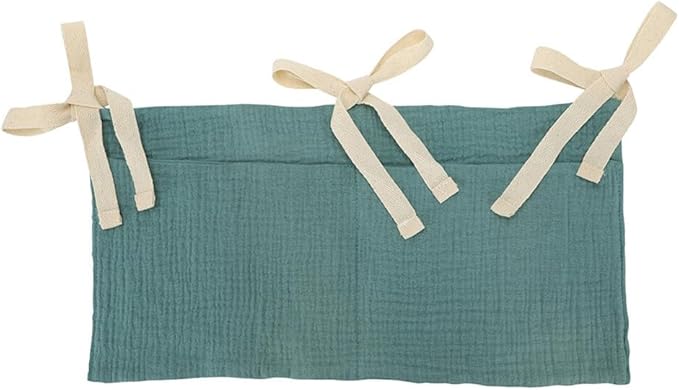 Baby Crib Pocket with Straps Hanging Baby Diaper Caddy Organizer, Diaper Stacker Classified Storage Bag Organizer for Nursery Diapers Wipes Baby Essentials (Blue)