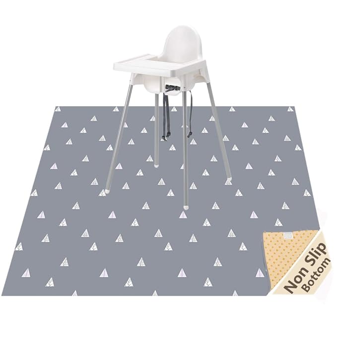 51” Baby Splat Mat for Under High Chair/Arts/Crafts, WOMUMON Washable Waterproof Anti-Slip Floor Splash Mat, Portable Wipeable Spill Mat and Table Cloth