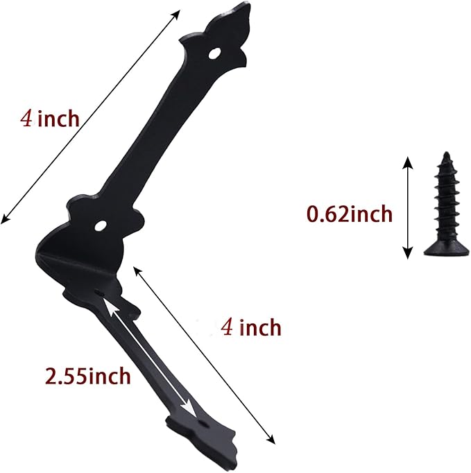 4 Inch Corner Protector Furniture Edge Corner Guards Corner Bracket Metal Embellishments with Wood Decorative Metal Rustic Hardware for Home Edge Corner Hardware Accessories (Black 4 Pack)