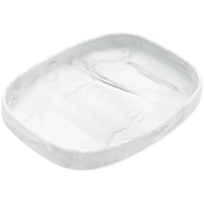 Bumkins Toddler and Baby Suction Plate, Silicone Grip Dish Large Tray for Big Kids, Fits Most Highchairs, Essential Children Feeding Supplies, Non Skid Sticky Bottom, Platinum Silicone, Marble