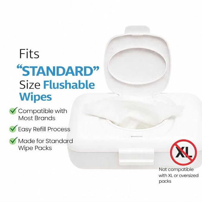 2-Pack Loo Discreet Flushable Wipes Dispenser – Fits Standard Size Flushable Wipes Only – No-Drill Suction Mount, Hygienic Low-Profile Holder for Bathroom & Toilet