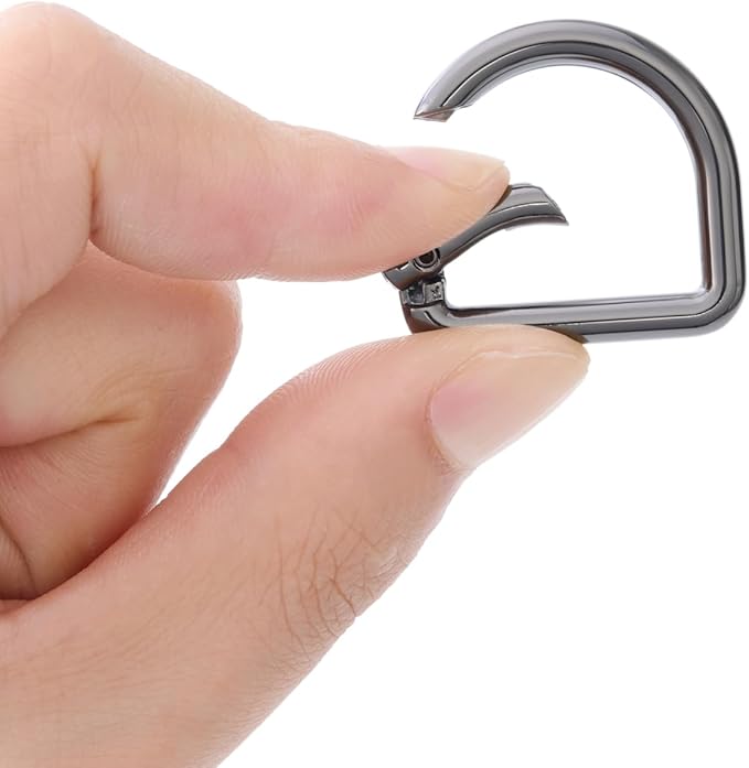 10pcs Metal D Ring Spring Key Hooks Keyring Clip for Keychain Buckle, Backpacks Handbag Purse Hardware, DIY Crafts