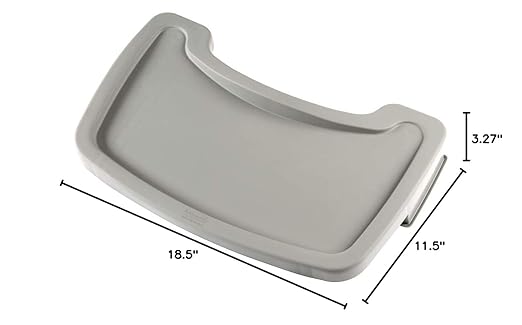 Rubbermaid Commercial Products High Chair Food Tray, 19.5-Inch, Plastic, Platinum, Easy Cleaning/Rinsing, Removeable Tray for Portable Highchair, Child/Baby/Toddler Food Table