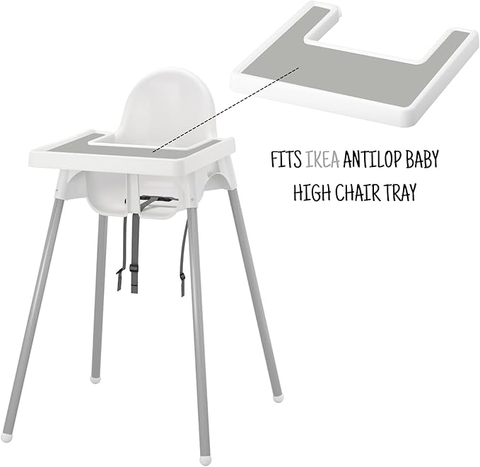 High Chair Placemat for IKEA Antilop Baby High Chair, 2 Packs Stain Resistant Non-Slip Toddler Silicone High Chair Place Mats Eating Table Mat (Sage/Gray)