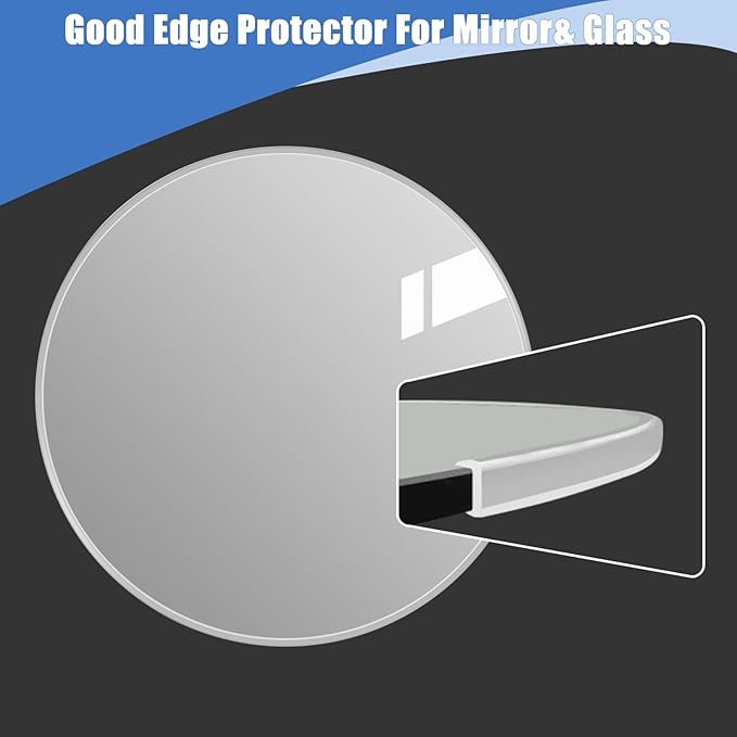 Clear Rubber Edge Trim, Self-Adhesive Transparent Edge Protector for Sheet Metal, Glasses or Flexi Glasses, Flexible Silicone Rubber Material, Fit 1/8"(3mm), U Channel Edge Guard
