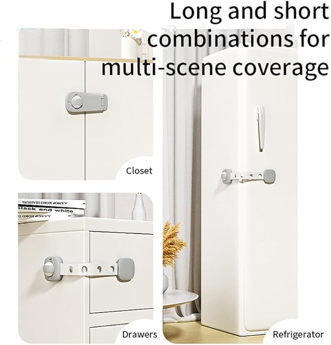Fridge Lock Refrigerator Locks for Kids Proof Cabinet Locks Baby Proofing No Drill Installation, Heavy Duty Child Safety Latches for Kitchen Drawers&Oven Doors, Adjustable 2-15cm (Pink 2Pack)