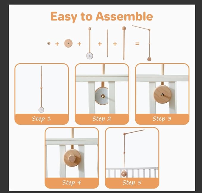 Baby Crib Mobile Arm, NICEMER Wooden Mobile Arm for Crib, 31 Inches Mobile Hanger for Crib Baby Boy & Girl Nursery Decor