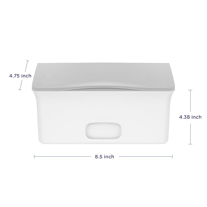 Ubbi Baby Wipes Dispenser Case, Baby Wipes Holder With Weighted Plate, Keeps Wipe's Fresh And Non-Slip Rubber Feet, Gray (Pack of 2)