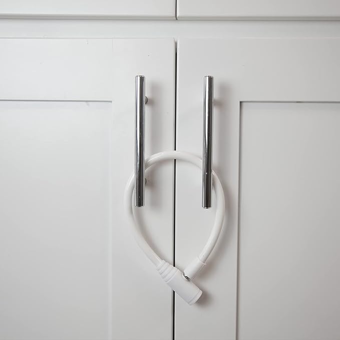 Urban August Child-Proof Refrigerator Lock for Kids & Adults - Lock for French Door Fridge and Cabinet (Regular, White - 2 Pack)