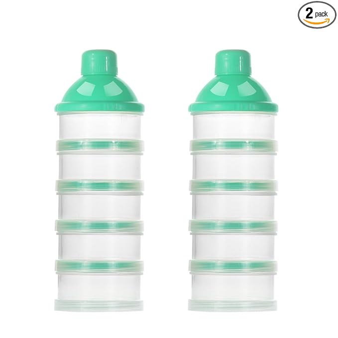 Accmor Formula Dispenser On The Go, 5 Compartments Stackable Formula Container for Travel, Baby Milk Powder Kids Snack Container, BPA Free