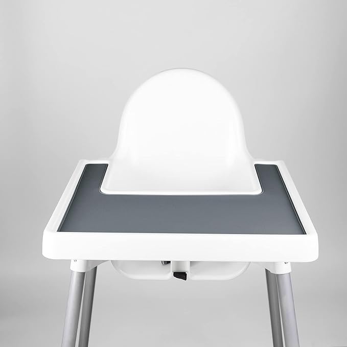 High Chair Placemat, Durable High Chair Placemat Silicone, Clean and Hygienic, Suitable for IKEA Antilop Highchai, for Toddlers and Babies (Gray)