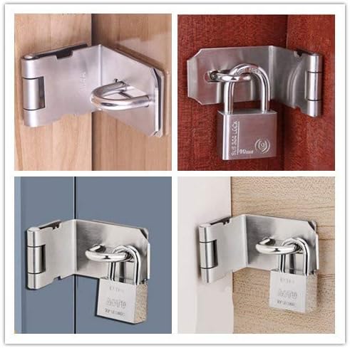 90 Degree 4 Inch Right Angle Padlock Hasp, Stainless Steel Safety Door Latches, Solid Gate Latches,Polished Finish 2 Pack