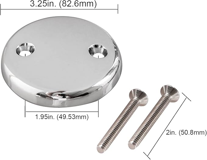 Dual Hole Bathtub Drain Overflow Plate with Two Matching Screws, Easy to Install, Plated Chrome