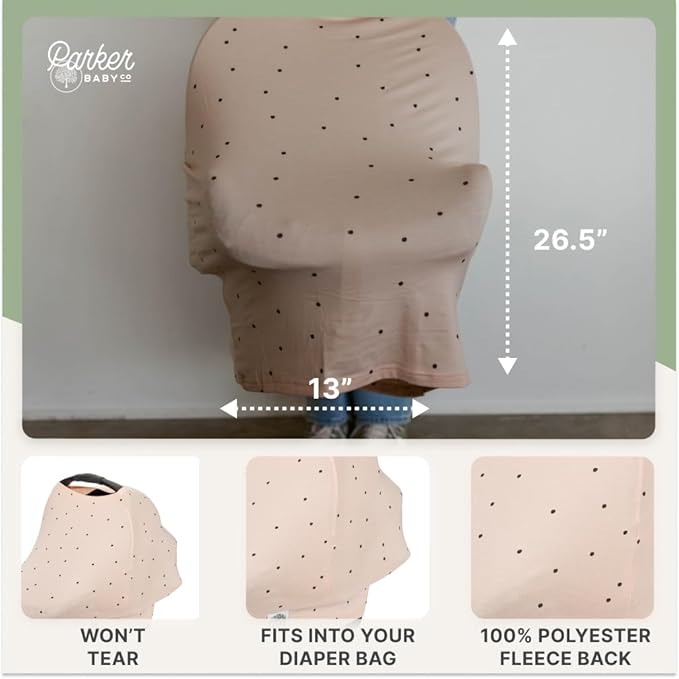 Parker Baby 4 in 1 Car Seat Cover for Girls and Boys - Stretchy Carseat Canopy, Nursing Cover, Grocery Cart Cover, High Chair Cover - "Bliss"