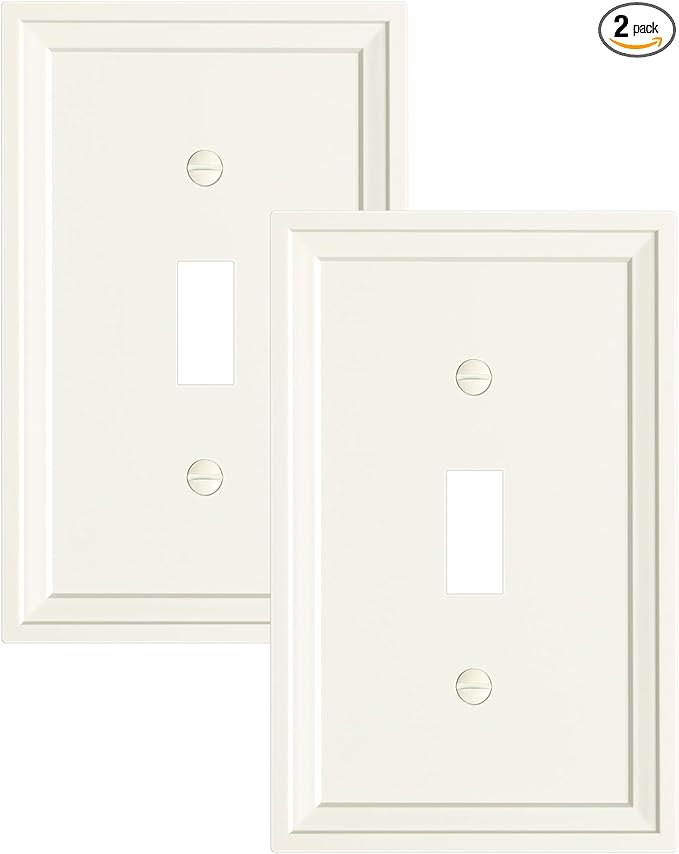 2-Pack Single Toggle Light Switch Covers Wall Plate, Light Almond Decorative Switch Plate Covers, 1 Gang Natural Bamboo Fiber Wall Plate, Corrosion Resistant